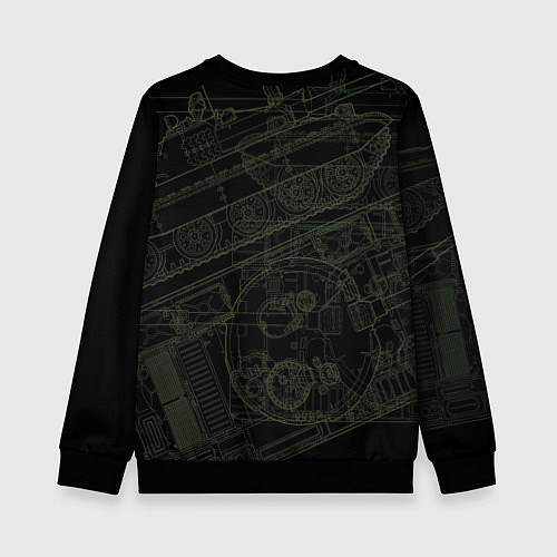 Детский свитшот Танк Т-62 советский средний танк / 3D-Черный – фото 2