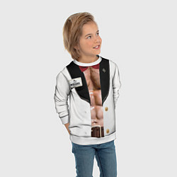 Свитшот детский Белый смокинг жениха с накаченным торсом, цвет: 3D-белый — фото 2