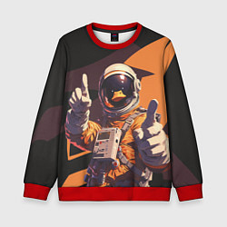 Свитшот детский Птичий астронавт, цвет: 3D-красный