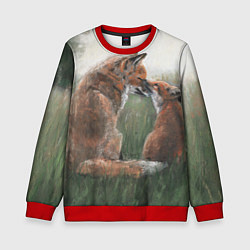 Свитшот детский Лиса с лисёнком, цвет: 3D-красный