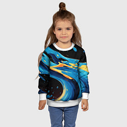 Свитшот детский Синяя волна из красок, цвет: 3D-белый — фото 2