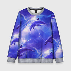 Детский свитшот Дельфины в волшебном море паттерн