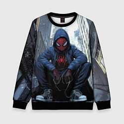 Свитшот детский Человек-паук в кедах, цвет: 3D-черный