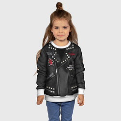 Свитшот детский Косуха с нашивками Metallica, цвет: 3D-белый — фото 2