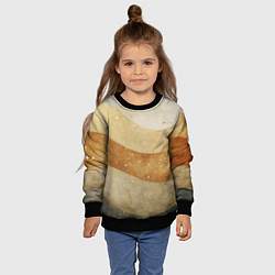 Свитшот детский Бежево-золотые полосы с блестками, цвет: 3D-черный — фото 2