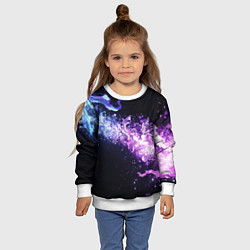 Свитшот детский Фиолетово-синяя абстрактная волна, цвет: 3D-белый — фото 2