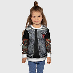 Свитшот детский Джинсовка с татуировками самурай киберпанк, цвет: 3D-белый — фото 2