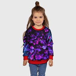 Свитшот детский Флуоресцентные цветы, цвет: 3D-красный — фото 2
