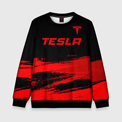Свитшот детский Tesla - red gradient посередине, цвет: 3D-черный