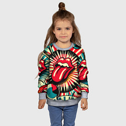 Свитшот детский Logo of the Rolling Stones - pop art, цвет: 3D-меланж — фото 2