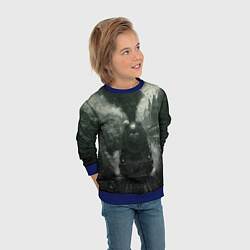 Свитшот детский Ретро иллюстрация паровоза, цвет: 3D-синий — фото 2