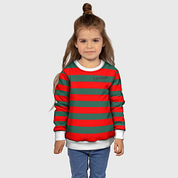 Свитшот детский Полоски Фредди Крюгера, цвет: 3D-белый — фото 2