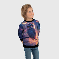 Свитшот детский Совушка и полумесяц, цвет: 3D-черный — фото 2
