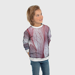 Свитшот детский Розовые листья, цвет: 3D-белый — фото 2