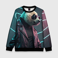 Свитшот детский Cyberpunk panda, цвет: 3D-черный