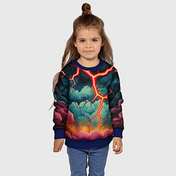 Свитшот детский Молнии в виде разлома, цвет: 3D-синий — фото 2