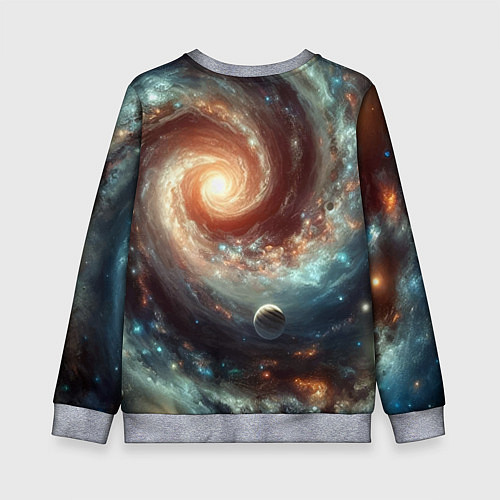 Детский свитшот Далёкая неоновая галактика - нейросеть / 3D-Меланж – фото 2