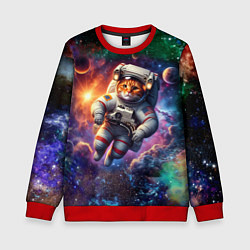 Свитшот детский Котик бравый космонавт - неон, цвет: 3D-красный