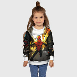 Свитшот детский Бегущий человек - паук, цвет: 3D-белый — фото 2