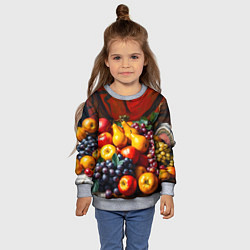Свитшот детский Фруктовый натюрморт, цвет: 3D-меланж — фото 2