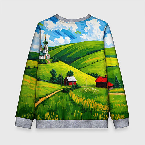 Детский свитшот Русская деревенька / 3D-Меланж – фото 2