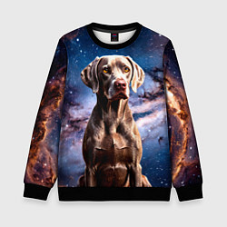 Свитшот детский Веймаранер в космосе, цвет: 3D-черный