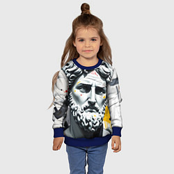 Свитшот детский Античный портрет и краска, цвет: 3D-синий — фото 2