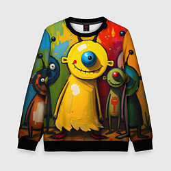 Свитшот детский Арт с человечками, цвет: 3D-черный