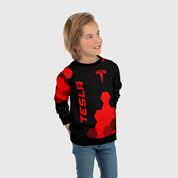 Свитшот детский Tesla - red gradient вертикально, цвет: 3D-черный — фото 2