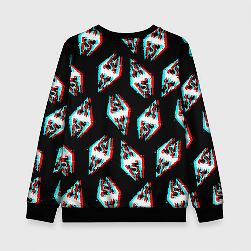 Детский свитшот Skyrim glitch logo patten / 3D-Черный – фото 2