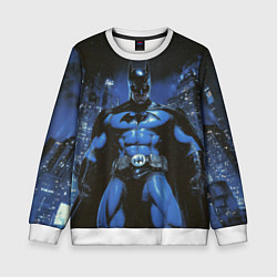 Свитшот детский Бэтмен синий город, цвет: 3D-белый