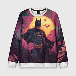 Свитшот детский Бэтмен и дерево с цветами, цвет: 3D-белый