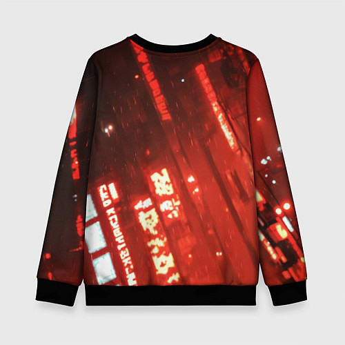 Детский свитшот Черный Бэтмен на фоне красного города / 3D-Черный – фото 2