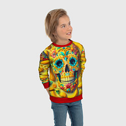 Свитшот детский Красочный летний паттерн с черепом - нейроарт, цвет: 3D-красный — фото 2