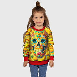Свитшот детский Красочный летний паттерн с черепом - нейроарт, цвет: 3D-красный — фото 2