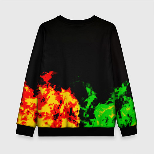 Детский свитшот Амонг ас огненная текстура / 3D-Черный – фото 2