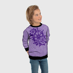 Свитшот детский Штурвал в розах, цвет: 3D-черный — фото 2