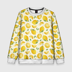 Свитшот детский Сочные лимоны - паттерн, цвет: 3D-белый