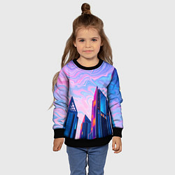 Свитшот детский Абстракция с небоскребами, цвет: 3D-черный — фото 2