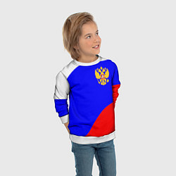 Свитшот детский Россия волна и герб, цвет: 3D-белый — фото 2