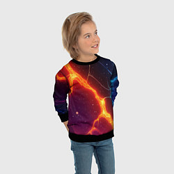 Свитшот детский Сине-оранжевые молнии текстура, цвет: 3D-черный — фото 2