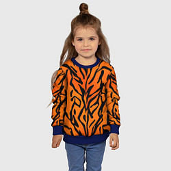 Свитшот детский Тигровый огненный паттерн, цвет: 3D-синий — фото 2