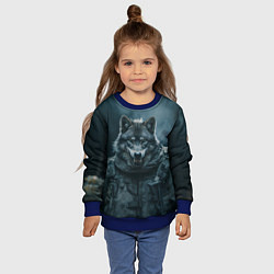 Свитшот детский Солдат волк, цвет: 3D-синий — фото 2