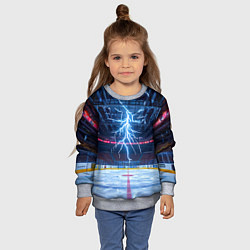 Свитшот детский Удар молнии в хоккейную площадку, цвет: 3D-меланж — фото 2