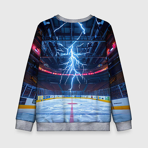 Детский свитшот Удар молнии в хоккейную площадку / 3D-Меланж – фото 2