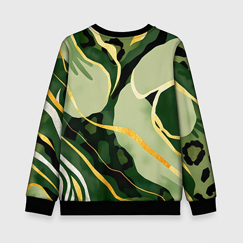 Детский свитшот Зеленый природный паттерн / 3D-Черный – фото 2