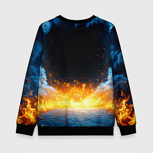 Детский свитшот Айкидоист в огне и синий дым / 3D-Черный – фото 2