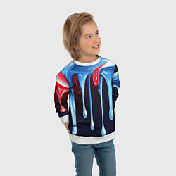 Свитшот детский Синие и красные слизи текстура, цвет: 3D-белый — фото 2