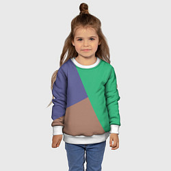 Свитшот детский Триада зелёный фиолетовый и коричневый геометричны, цвет: 3D-белый — фото 2