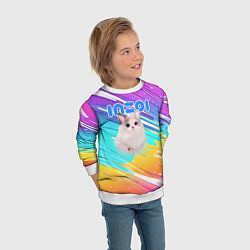 Свитшот детский Inzoi кошечка на радужном фоне, цвет: 3D-белый — фото 2